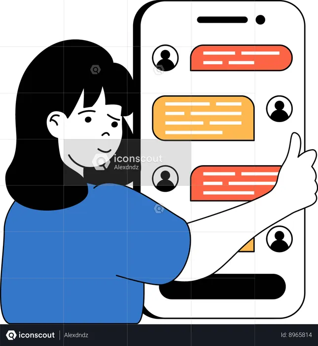 Girl doing chat on mobile  Illustration