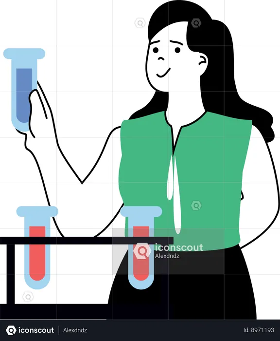 Girl doing chemical experiment  Illustration