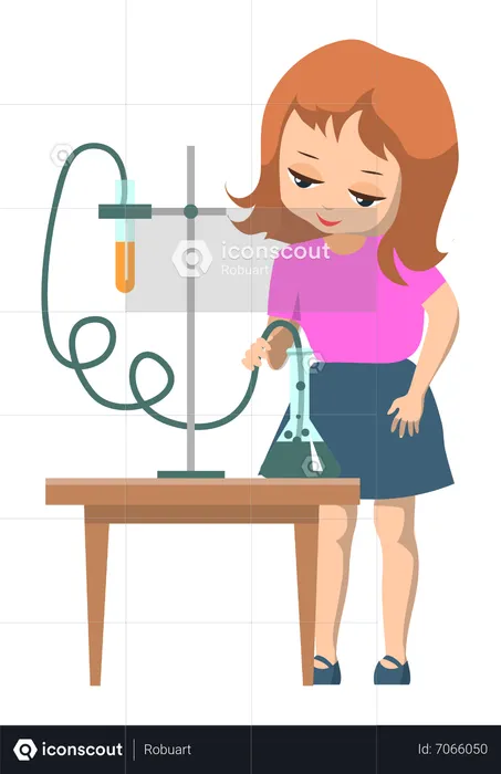 Girl doing chemical experiment  Illustration