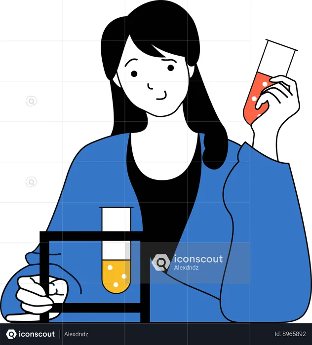 Girl doing chemical experiment  Illustration