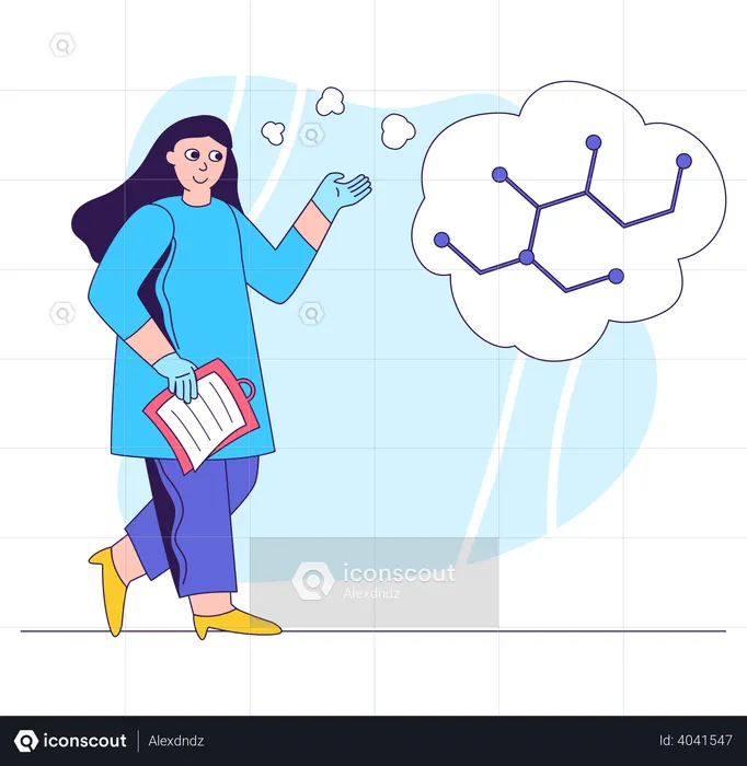 Girl doing chemical research  Illustration