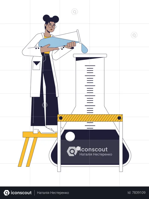 Girl doing Chemistry experiment  Illustration