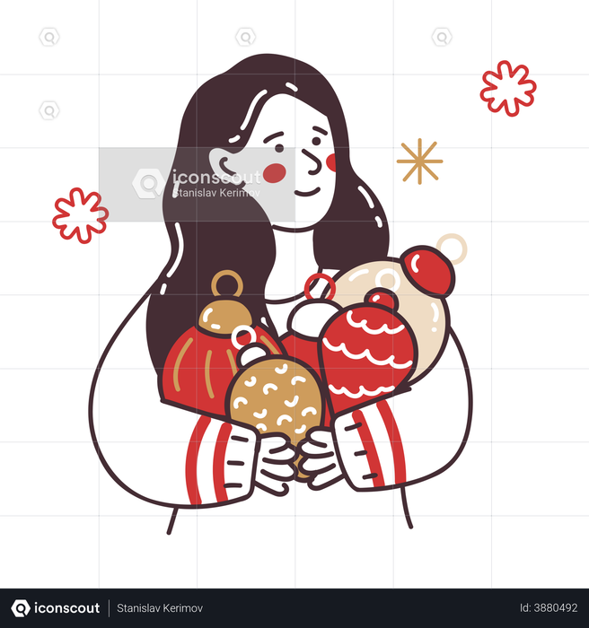 Girl doing christmas decoration Illustration