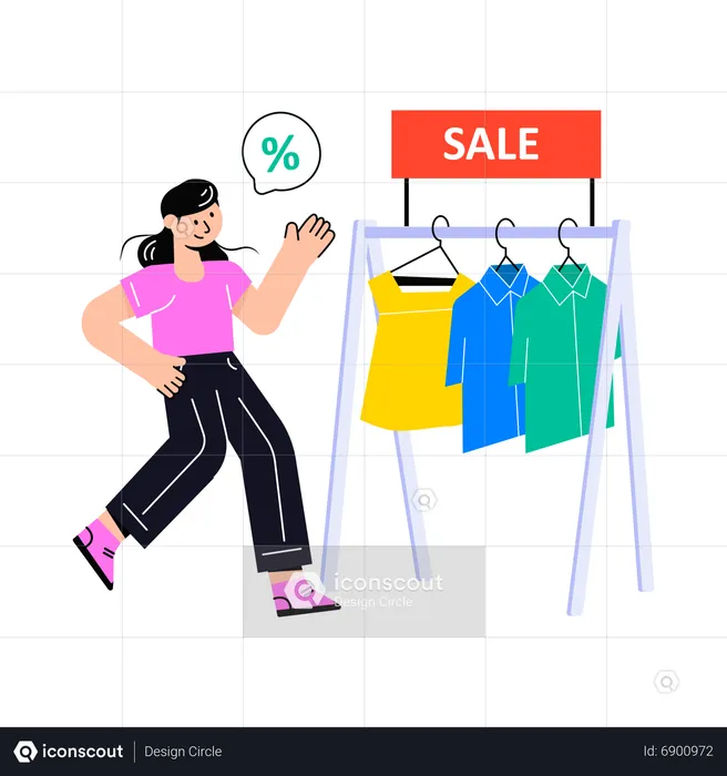 Girl doing Clothes Shopping  Illustration