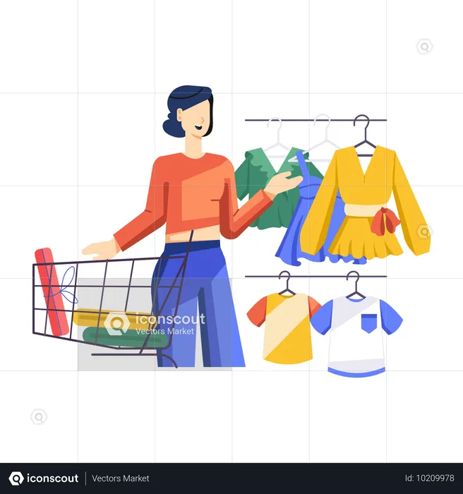 Girl doing clothes shopping  Illustration