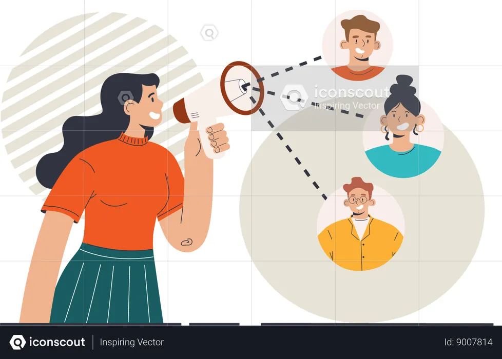 Girl doing communicate with people  Illustration