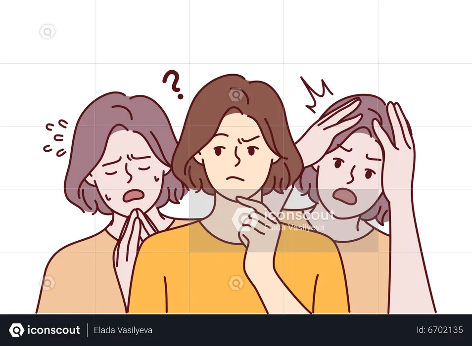 Girl doing confused facial expressions  Illustration
