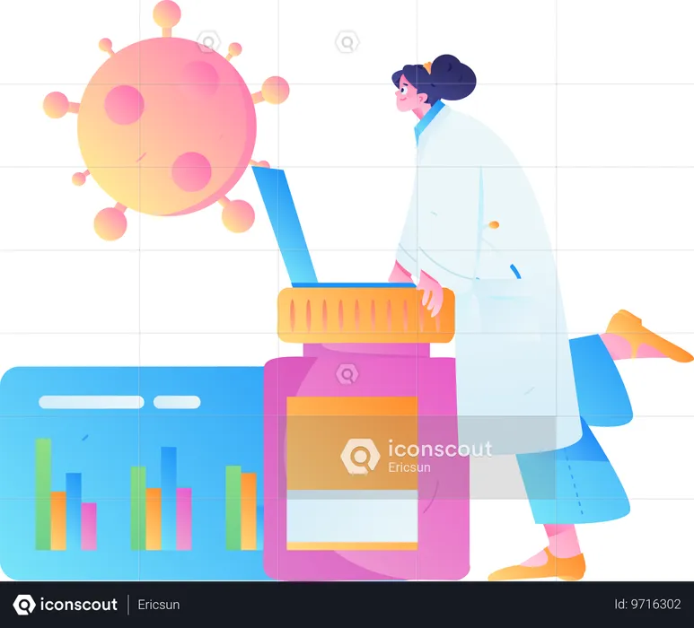 Girl doing corona analysis  Illustration