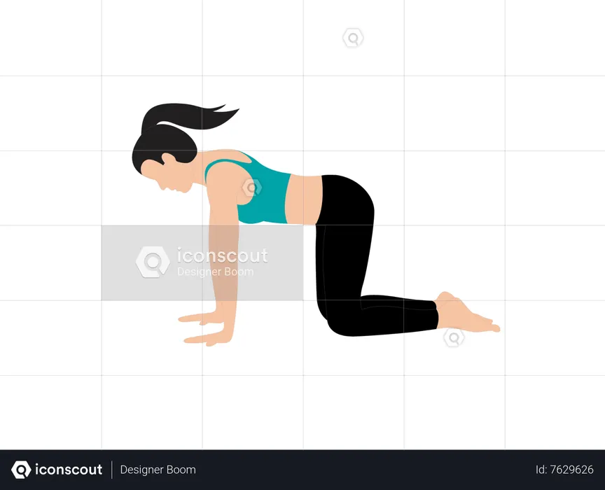 Best Girl doing cow pose in yoga Illustration download in PNG & Vector ...