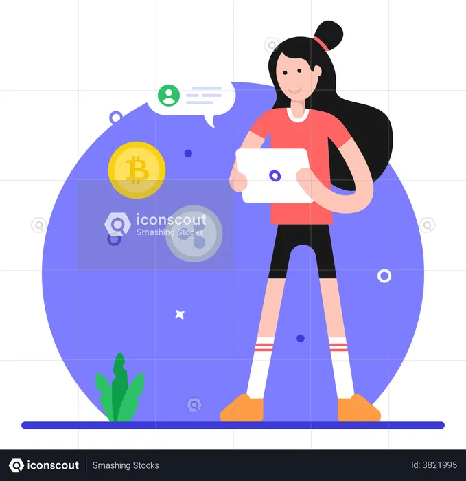 Girl Doing Crypto Business  Illustration