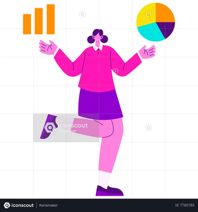 Girl doing Data analytics comparison  Illustration