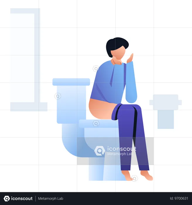 Girl doing Defecate in toilet  Illustration