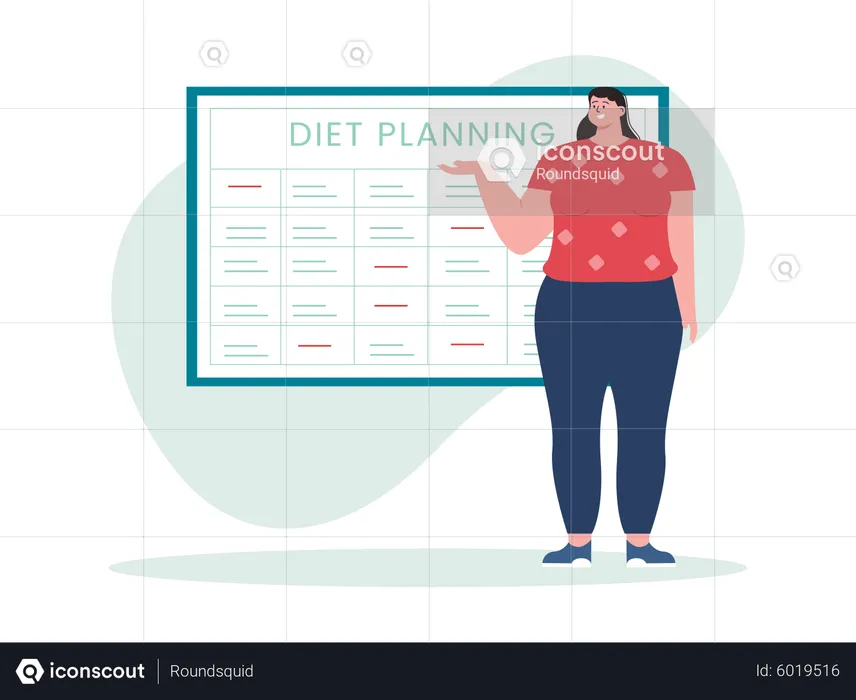 Girl doing diet planning  Illustration