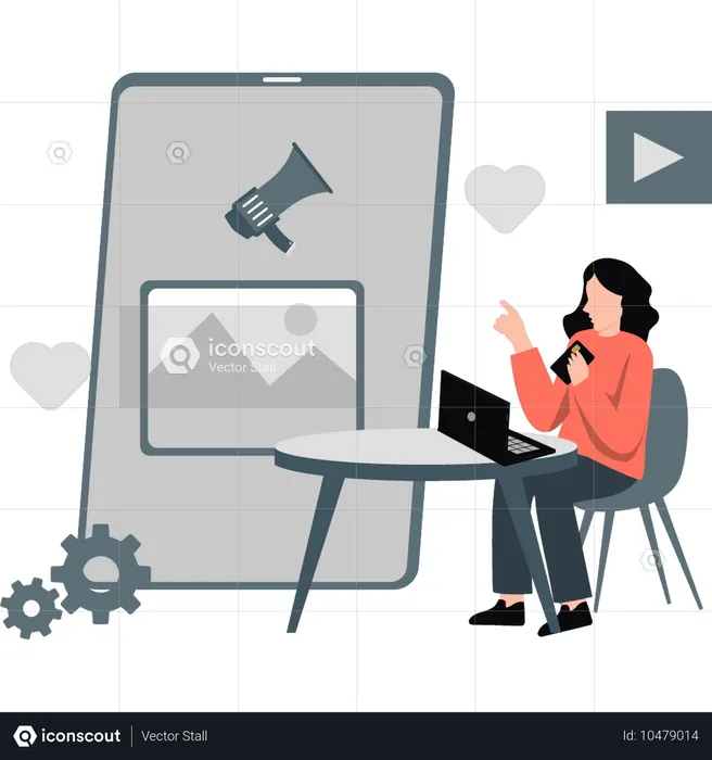 Girl doing digital marketing  Illustration