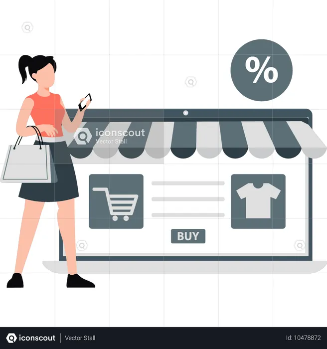 Girl doing digital marketing shopping  Illustration