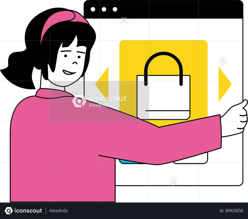 Girl doing digital shopping  Illustration