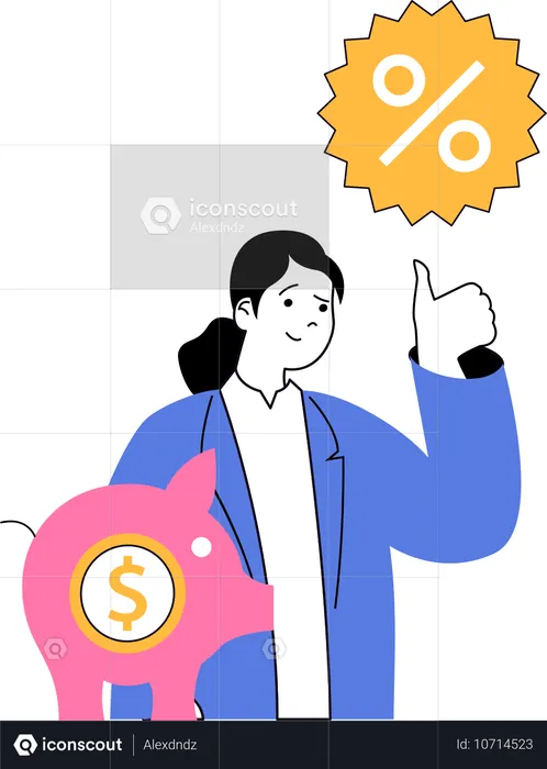 Girl doing discount shopping  Illustration