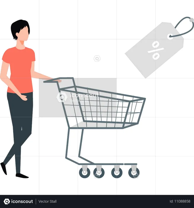 Girl doing discounted shopping  Illustration