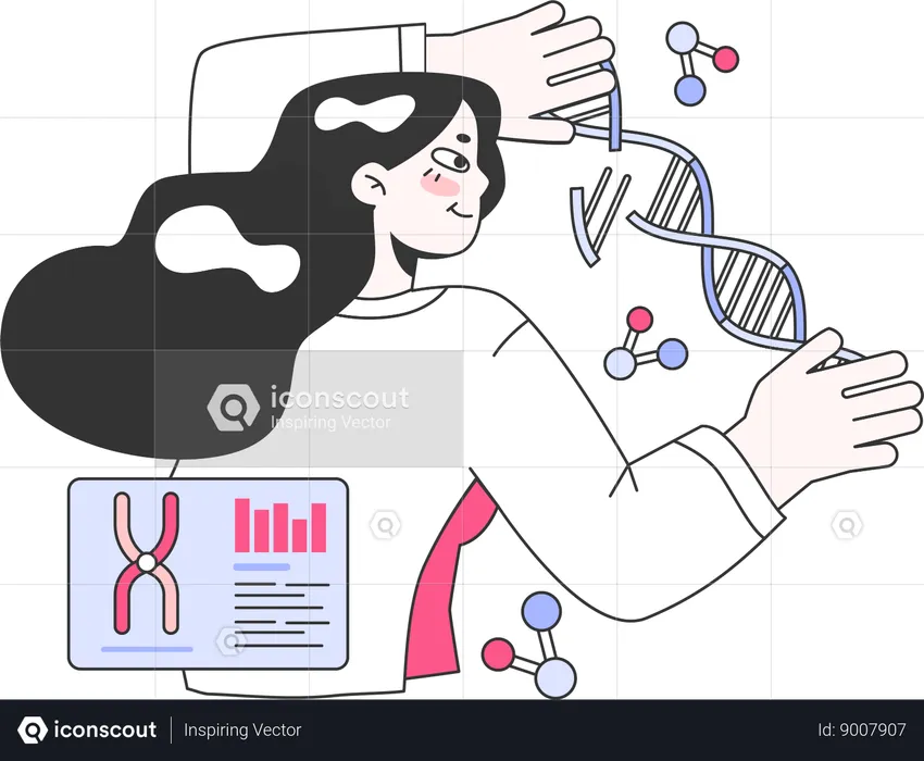 Girl doing dna analysis  Illustration