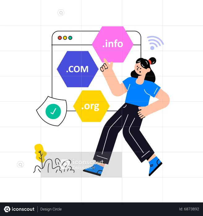 Girl doing Domain Registration  Illustration