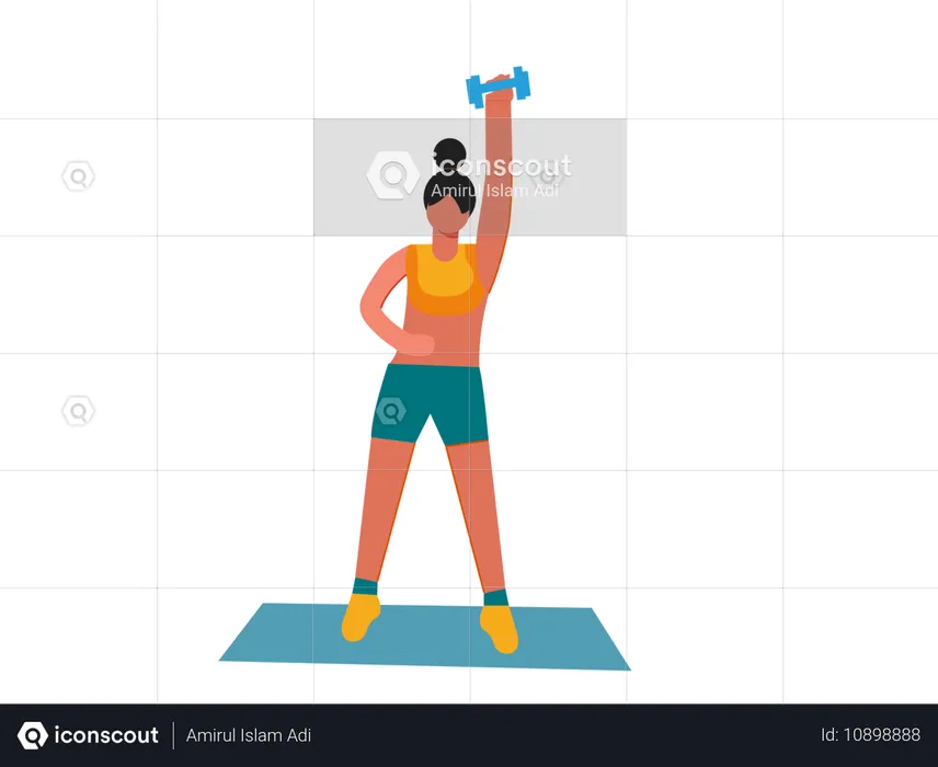 Girl doing dumbbell exercise  Illustration