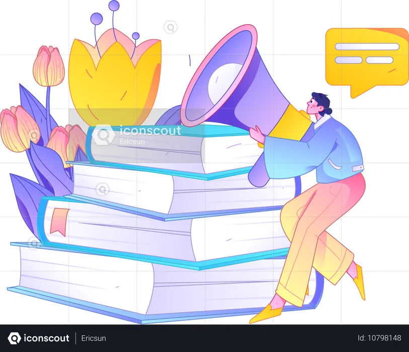 Girl doing education marketing  Illustration