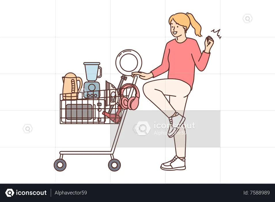 Girl doing electronics shopping  Illustration
