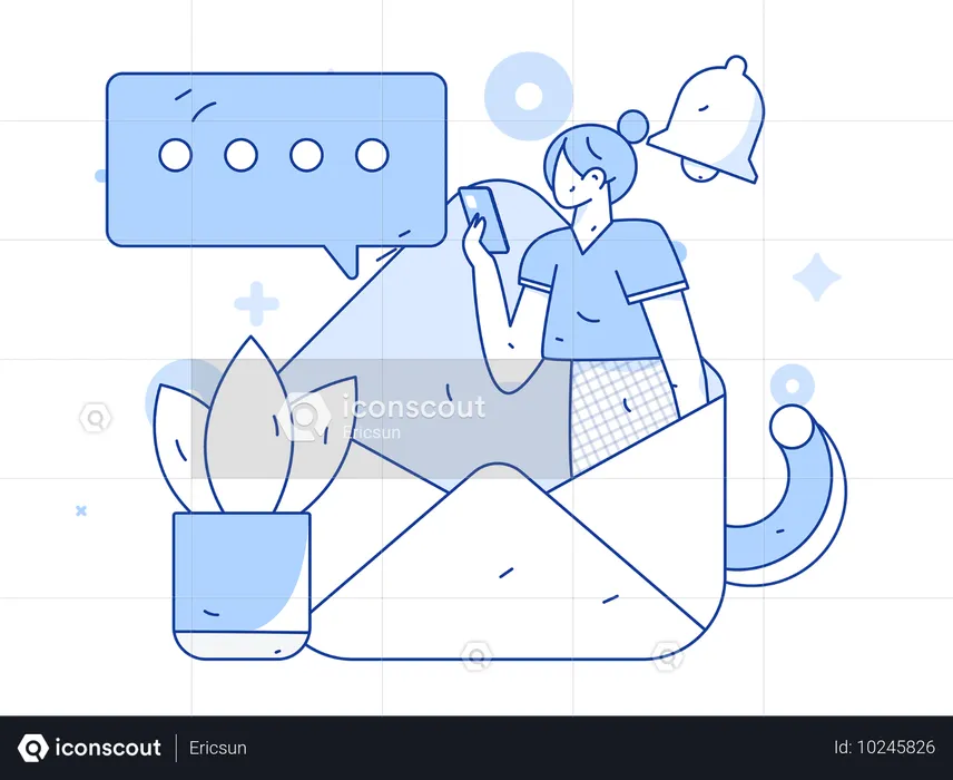 Girl doing email management  Illustration