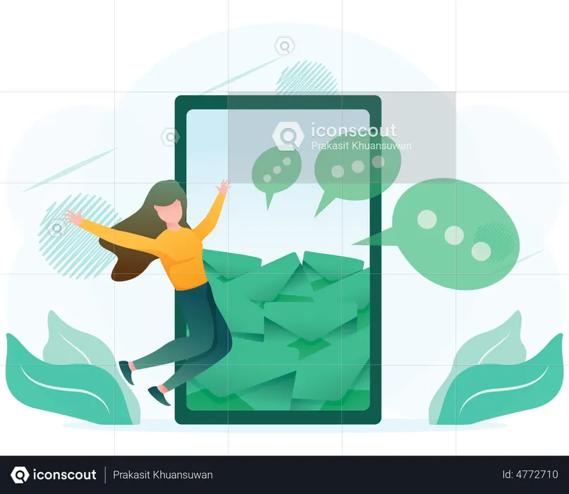 Girl doing email marketing  Illustration