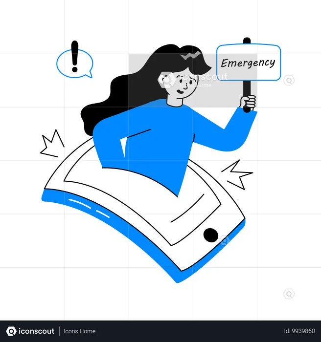 Girl doing Emergency Call  Illustration