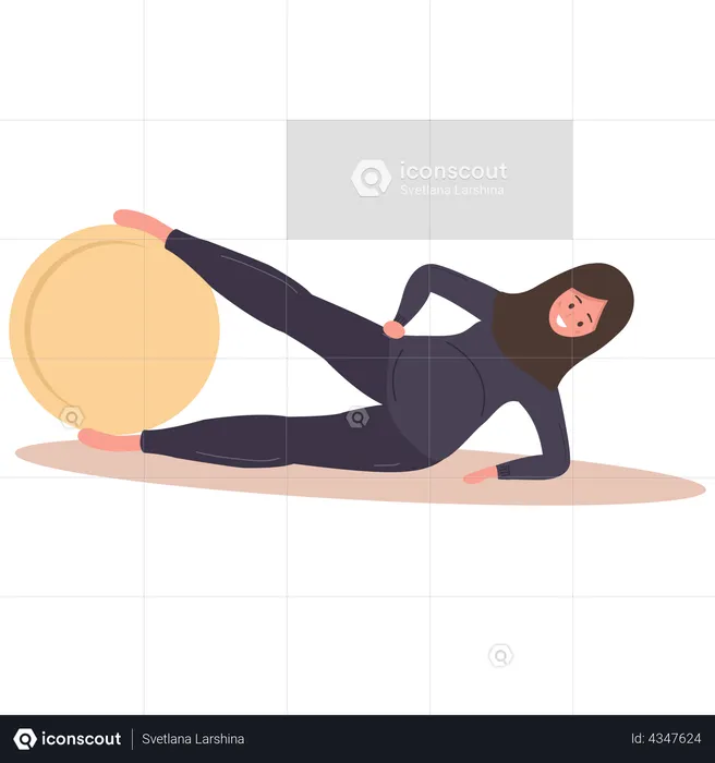 Girl doing exercise using ball  Illustration