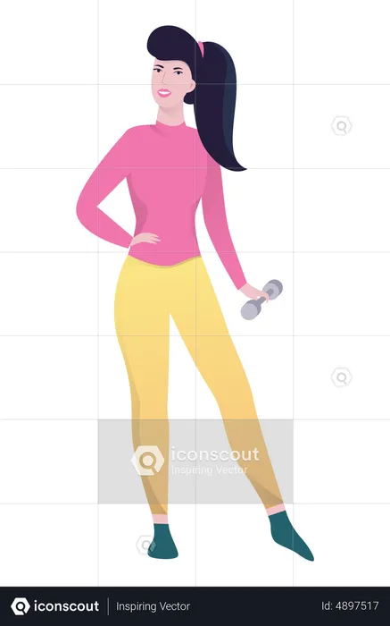 Girl doing exercise with dumbbell  Illustration