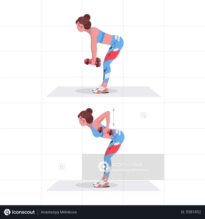 Girl doing exercise with dumbbells  Illustration