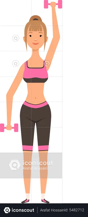 Girl doing exercise with dumbells  Illustration