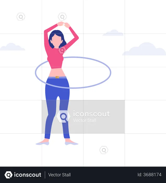 Girl doing exercise with rings  Illustration