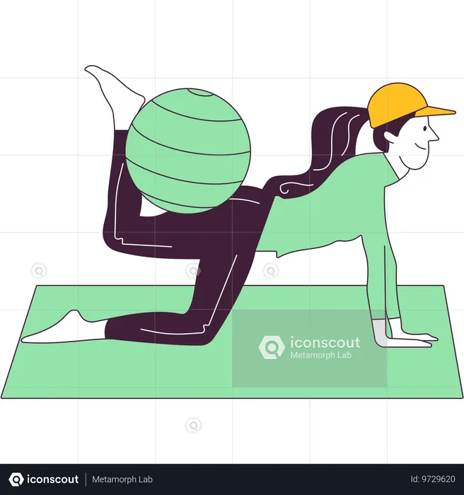 Girl doing exercise with stability ball  Illustration