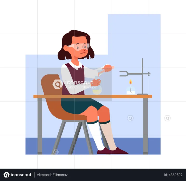 Girl Doing experiment on chemistry lab  Illustration