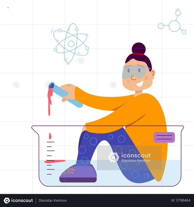 Girl doing experiments on herself  Illustration