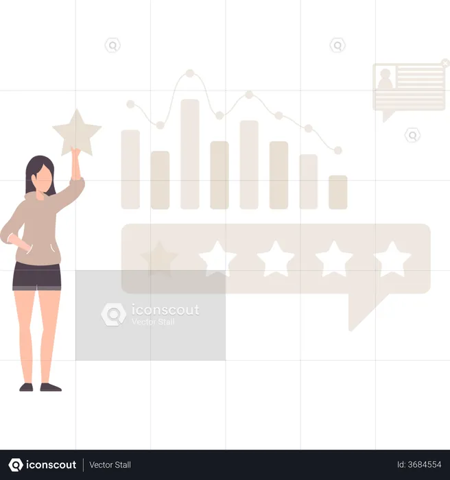 Girl doing feedback analysis  Illustration