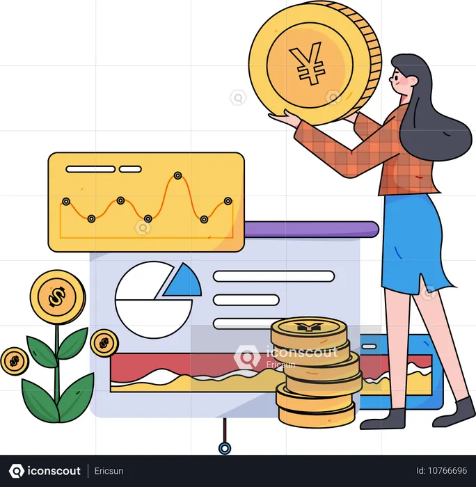 Girl doing financial analysis  Illustration