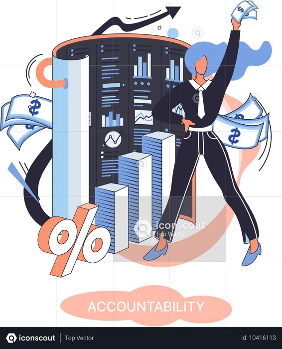 Girl doing Financial audit  Illustration