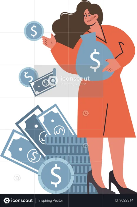 Girl doing financial investment  Illustration