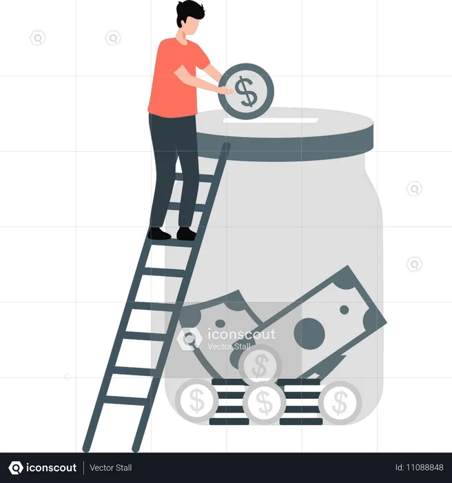 Girl doing financial saving  Illustration