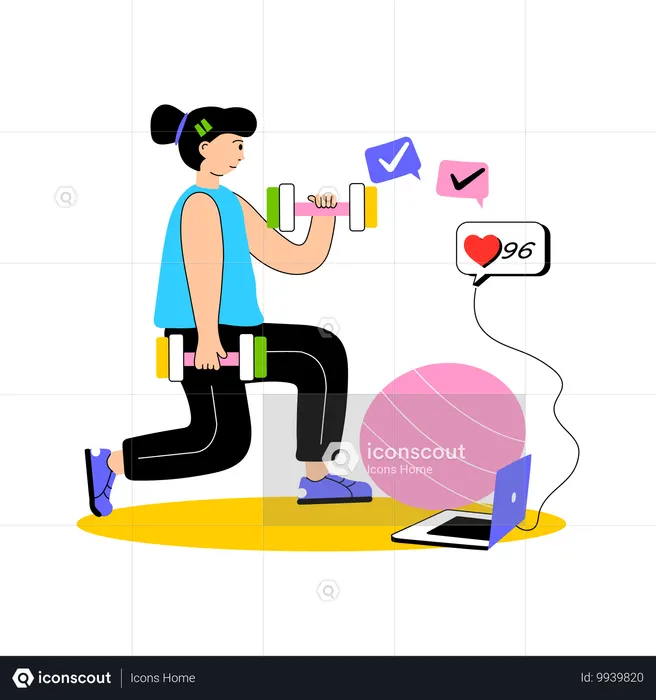 Girl doing Fitness Training  Illustration