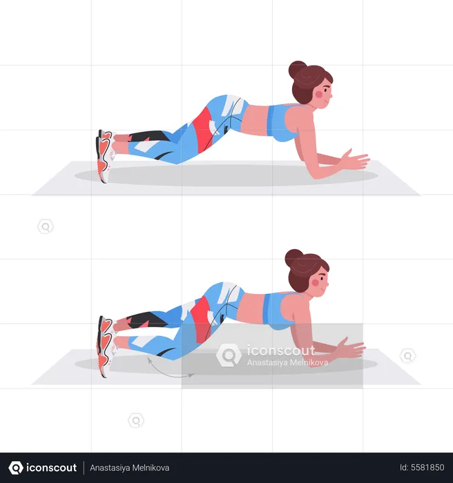 Girl doing Forearm plank with knee dip  Illustration
