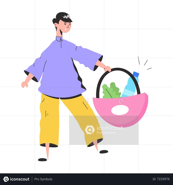 Girl doing Grocery shopping  Illustration