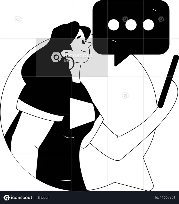 Girl doing group communication  Illustration
