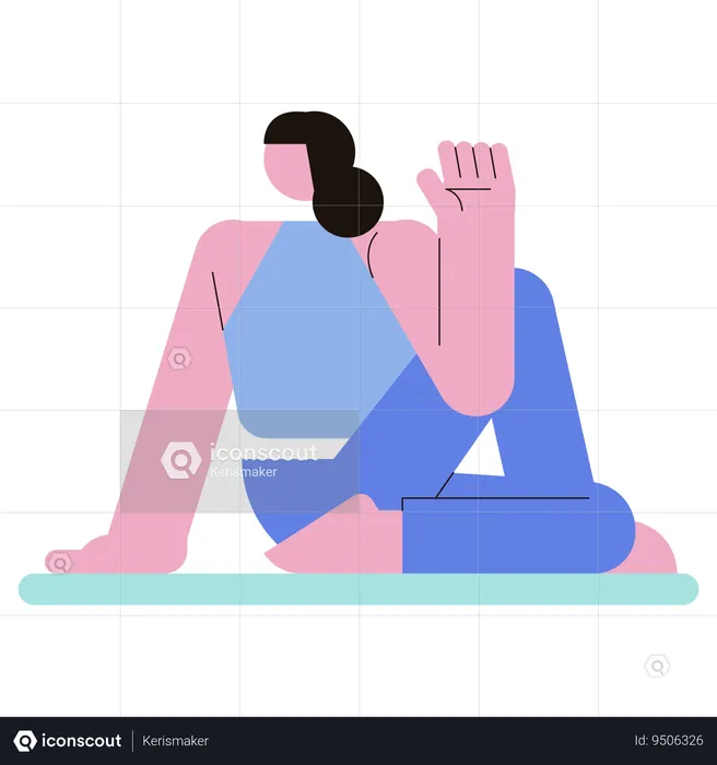 Girl doing Half Spinal Twist  Illustration