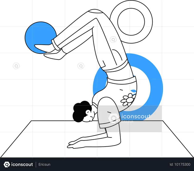 Girl doing hand stand  Illustration