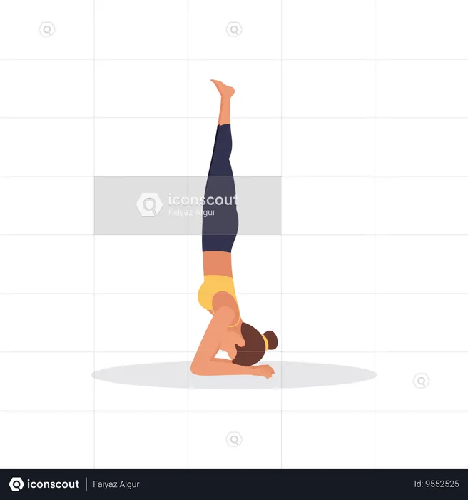 Girl doing Headstand Pose  Illustration